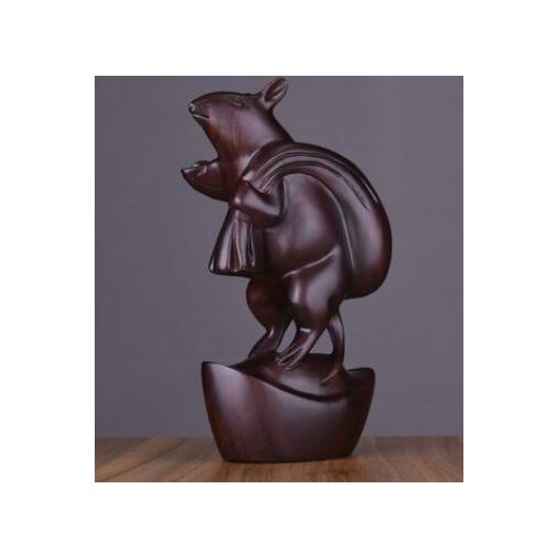 Rats Decorate Solid Wood to Carve Zodiac Rats for Money Operation Black sandalwood carved Decorative Ornaments