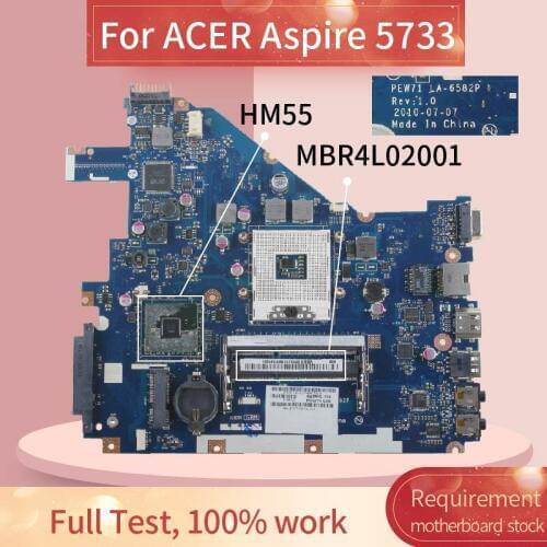 MBR4L0200 Laptop motherboard For ACER Aspire 5733 Notebook Mainboard LA-6582P HM55 DDR3