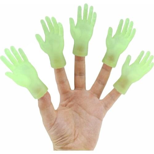 Mini Finger Puppets Tiny Hands Left&Right Hand Glow at Night Soft Touch PVC Plastic Hands Hands Model Toys for Kids Adults