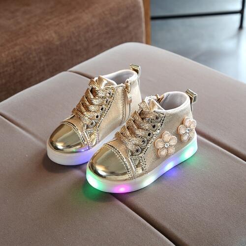 Fashion Flower Lighted Toddler Sneakers Baby Girl Light Shoe For LED 2019 New Kids Spring Autumn Shoes Size 1 2 3 4 5 6 Year Old