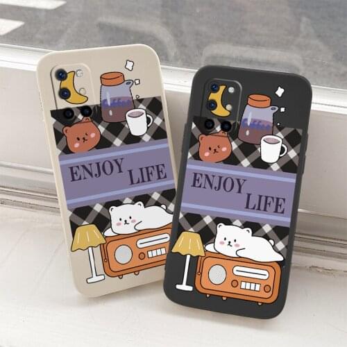 Enjoy Life Soft Case For Oneplus 8t 9 9pro 9r pro Camera Lens Protection Square Ultra Thin Liquid Silicone Phone Cover Coque