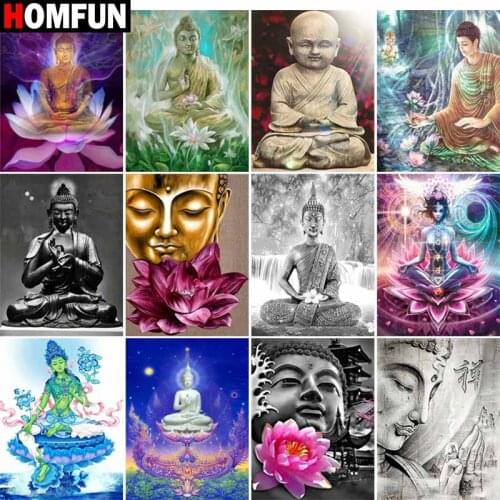 HOMFUN Full Square/Round Drill 5D DIY Diamond Painting "Buddha theme" Embroidery Cross Stitch 5D Home Decor Gift