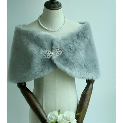 New Faux Fur Evening Party Dress Wraps Fur Wedding Bridesmaids Shawl Bridal Jacket Shoulder Capes Slim Lady Fake Fur Cloak WZ166