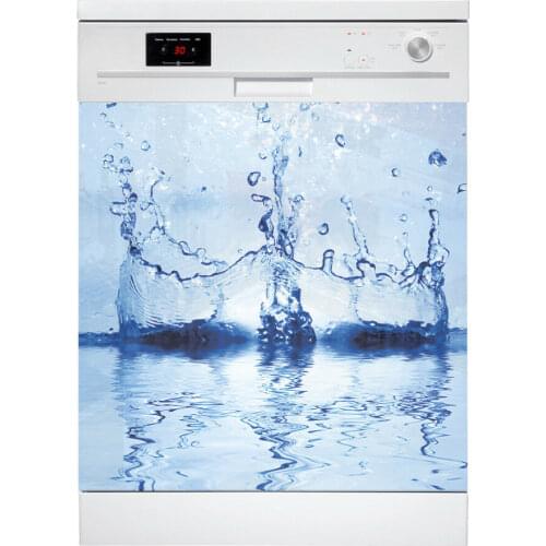 Wholesale 3D Blue Waterdrop Dishwasher Refrigerator Freeze Sticker Art Fridge Door Cover Wallpaper Kitchen Wall Stickers