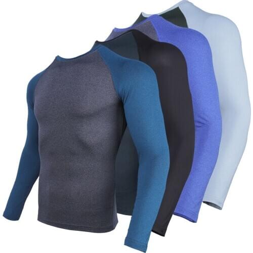 Autumn Mens Long Sleeve Compression Shirt Quick Drying Gym T Shirt Male Fitness Sports Casual Workout Training Tights