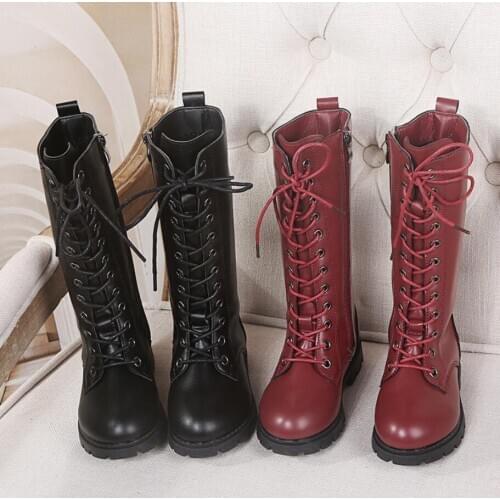 Autumn and winter fashion childrens long boots children shoes boys and girls plush ankle snow boots PU leather baby Martinboots
