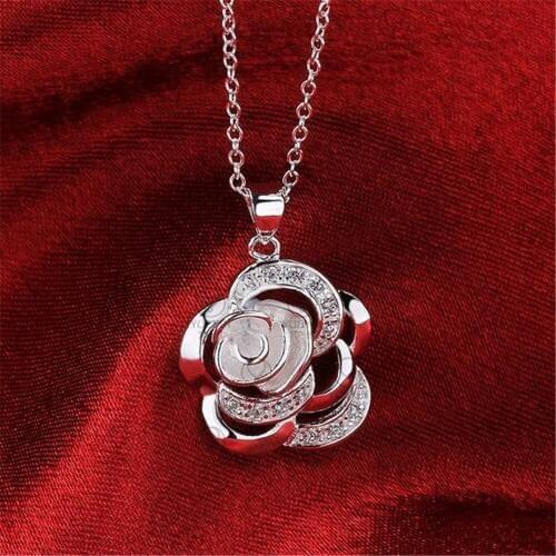 Newest Brand Choker Necklaces 925 Plated Silver colorcolorJewelry Women NEW Cute Style Plant Flower Pendants Necklace