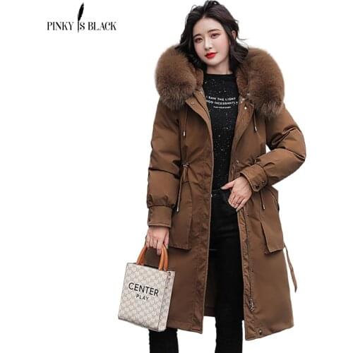 PinkyIsBlack -30 Degrees Autumn Winter Women Coat Long Parkas Female Warm Removable Fur Liner Hooded Winter Jacket Women Outwear