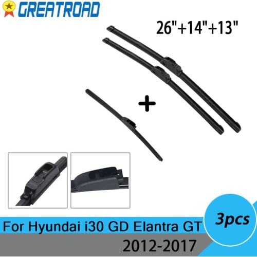 Wiper Front & Rear Wiper Blades Set For Hyundai i30 GD Elantra GT 2012 2013 2014 2015 2016 2017 Windshield 26"14"13"