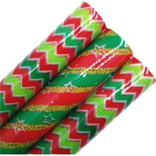 LEOsyntheticoDIY JELLY Transparent TUP Leather with Printed Christmas Stripes JELLY SHEETS For DIY Bows 21X29CM T550A