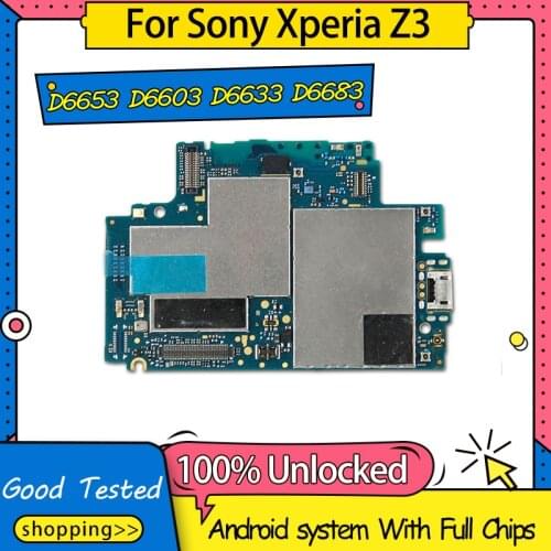 Unlocked 100% Working Motherboard Mainboard Logic Board For Sony Xperia Z3 D6653 D6603 D6633 D6683 Mainboard With Android System