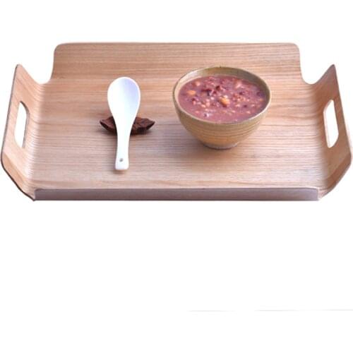 Luxury Desk Table Bamboo In Bed Bread Wooden Tray Wood Fruit Breakfast Food Cake Coffee Tea Serving Tray With Handles