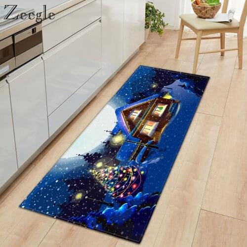 Zeegle Christmas Living Room Floor Mat Dirty-proof Rectangle Kitchen Carpet Non-slip Absorption Bathroom Rug Bedroom Foot Mat