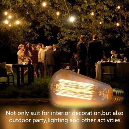 Glass Incandescent Bulbs W-Filament Bulb Edison Light Bulb E27 40W AC120V Tungsten Filament Droplight Transparent Warm White