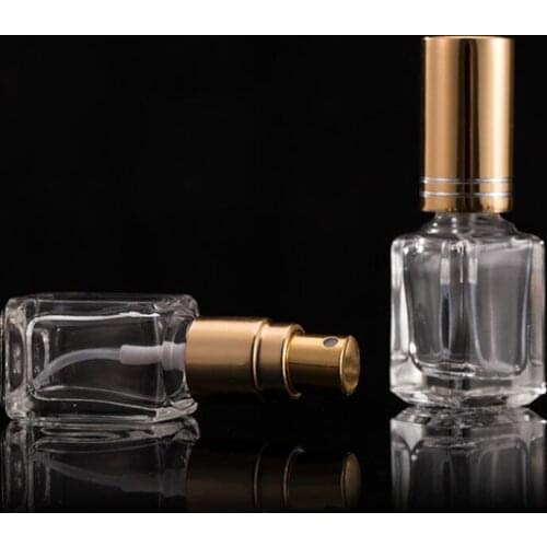 Wholesale 5ml glass perfume vial Mini Travel Pocket empty Perfume Sample Bottles with black gold silver lids LX9327