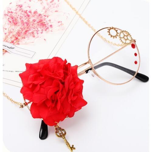 Lolita steampunk glasses frame lolita Harajuku style dead dead dark retro with rose anime Cosplay exhibition