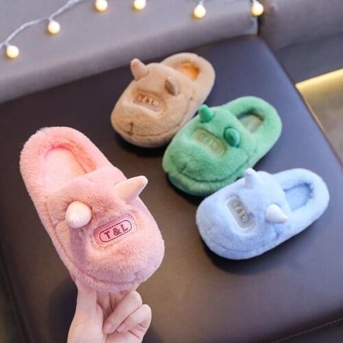 Childrens Cotton Slippers Autumn Winter Indoor Lovely Household Cartoon Little Boys Baby Girls Keep Warm Slippers Platforms