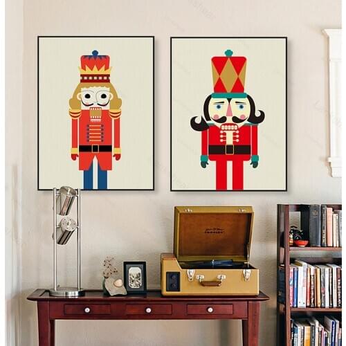 Traditional Vintage Nutcracker Doll Poster Modern Kids Room Wall Art Print Picture Christmas Canvas Painting Home Decor