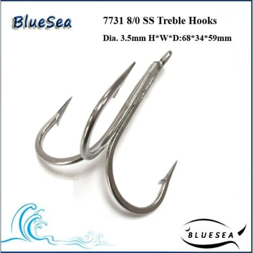 7731 8/0 * 10 Pcs/Pack Stainless Steel Super Large Treble Hooks Big Treble Hooks Wholesale Treble Hooks Weld Treble Hooks