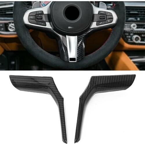Carbon Fiber ABS Car Steering Wheel Cover Decor Trim Sticker For BMW 3 Series G20 2019 2020 2021