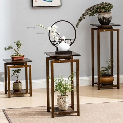 Outdoor Garden Balcony Flower Stand Decoration Living Room Floor Type Plant Shelf Chinese Dormitory Double-layer Flower Pot Rack