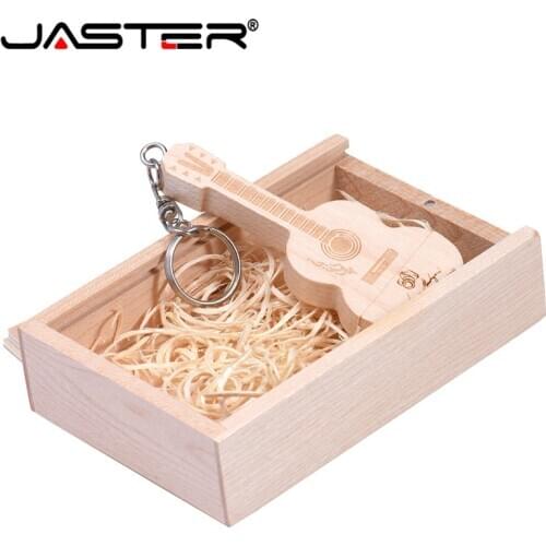 JASTER maple wood bamboo guitar+box LOGO usb flash drive 4GB 8GB 16GB 32GB 64GB usb2.0 photography gift pendrive