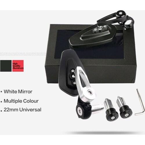 Universal 7/8" Pair 22mm of Motorcycle Handle Bar End Rearview Mirror CNC Aluminum 360 Rotation Bracket Side View Mirrors