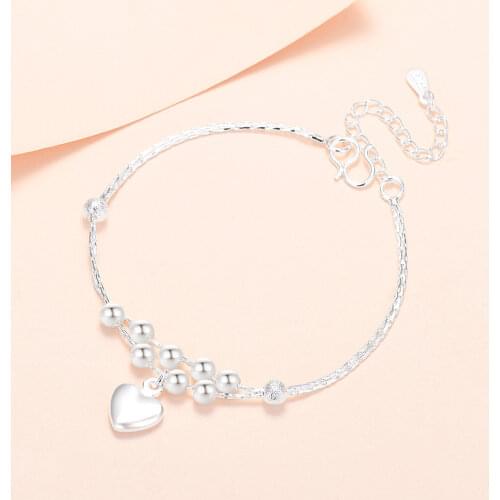 925 Sterling Silver LOVE Heart Bracelet For Women On Hand Charms Bracelet Wedding Luxury Jewelry 2021 Girls Gifts
