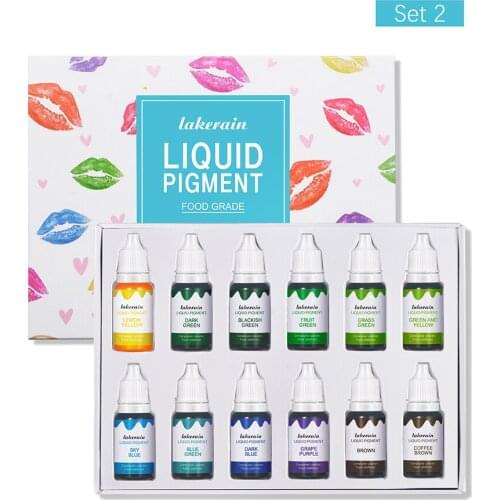 1Set Lipgloss Making Coloring Set Edible Colorants Liquid Pigment Kit DIY Lip Gloss Candle Soap Making Dye Water Oil Dual Use