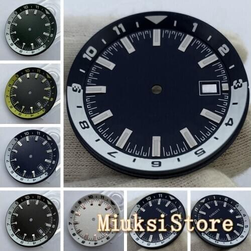 1PCS 36.5mm sterile blue black green white watch dial luminous marker fit NH35 NH36 automatic movement