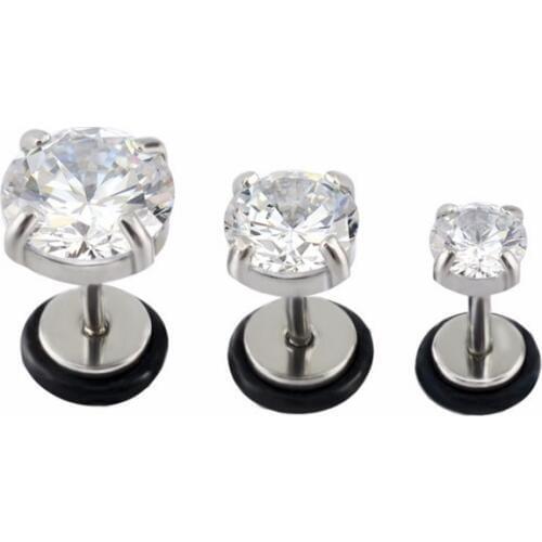 10pcs Stainless Steel Body jewelry Ear Stud Fake Ear Plugs Cheat Tunnels Illussion Plugs CZ Gems 5mm 7mm 9mm Free Shippment