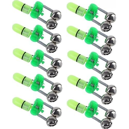 10Pcs Green LED Light Night Fishing Lamp Luminous Stick Bell Alarm Accessories
