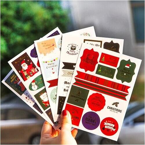 2pcs/lot Vintage Christmas Festival Decorative Sticker Scrapbooking Package Stealing Paste Stickers Escolar School Stationery