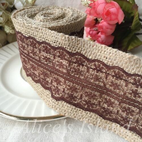 200cm/roll Coffee Lace Jute Burlap Hessian Ribbon rustic wedding centerpieces vintage wedding decoration rustic wedding decorati