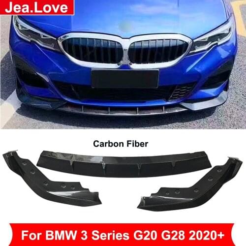 3 pcs/set FD Style Real Carbon Fiber Front Bumper Lip Front Shovel For BMW 3 Series G20 G28 2020+ Car Tuning Modification