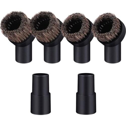 4Pcs Horsehair Bristle Replacement Round Dust Vacuum Brush 0.98 Inch and 1.25 Inch 2Pcs Vacuum Hose Universal Adapters