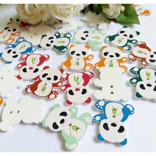 40pcs/lot 2 Holes panda Pattern Wooden Buttons Sewing Scrapbooking 28mm*26mm Decorative Buttons for Craft