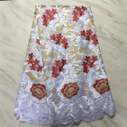 5 yard Swiss Lace Fabric Latest Heavy Beaded Embroidery African 100% Cotton Fabrics Swiss Voile Lace Popular Dubai style H21-61