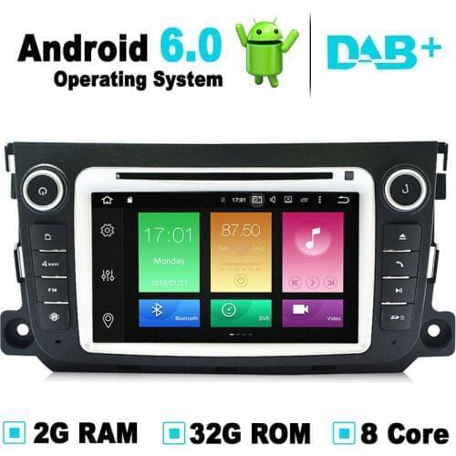 8 Core 2G RAM 32G ROM Android 6.0 Car DVD GPS Navigation System Radio Media Stereo for Mercedes-Benz Smart Fortwo 2011 2012