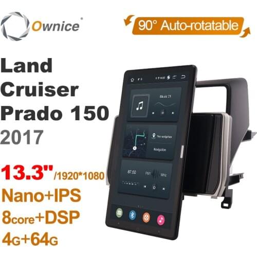 13.3 Inch 1920*1080 Ownice 1 Din Android 10.0 Car Radio for Toyota Land Cruiser Prado 150 2017 GPS Auto Audio Auto Rotatable