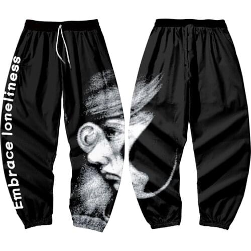 Men Fashion Harajuku Loose Streetwear Hip Hop Cargo Pants Casual Joggers Black Print Pant S-6XL