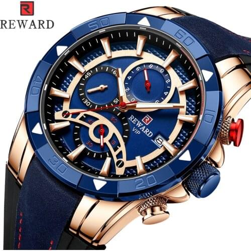 REWARD Military Mens Sport Watches Men Waterproof Fashion Blue Silicone Strap Wristwatch Man Luxury Top Brand Luminous Watch