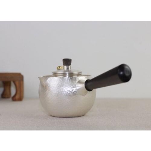 Silver pot 999 sterling silver handmade tea set Japanese retro teapot kettle home tea ceremony Kungfu tea set 200ml