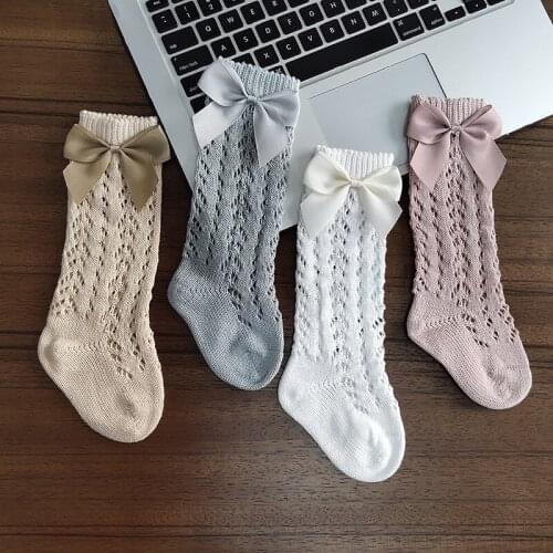 Baby Toddlers Girls Socks Solid Breathable Mesh Cotton Socks Newborn Medium Tube 3/4 Knee High Spanish Style Socks for Girls
