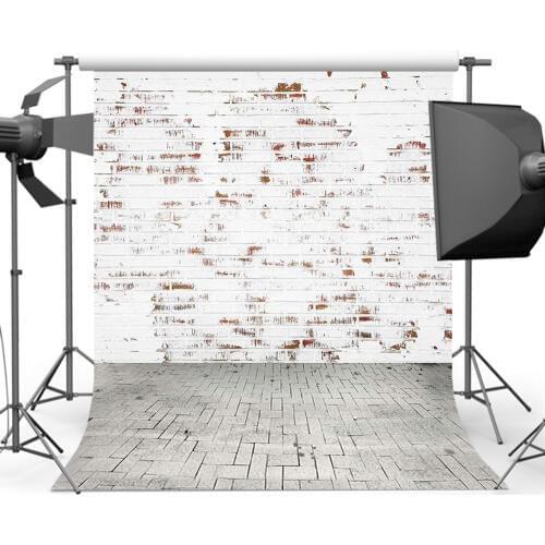 Mehofoto White Brick Wall Background Backdrop Old Master Brick Floors Photography Backgrounds for Photo Props Studio CM-4800