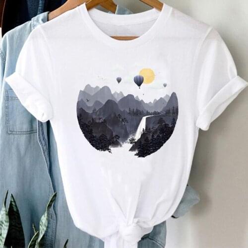 T-shirts Women Hot Balloon Travel Spring Summer Cute 90s Girl Fashion Clothes Stylish Tshirt Top Lady Print Sweet Tee T-Shirt