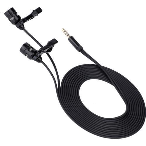 3.5mm Lapel Tie Clip Capacitor Dual-Head Microphone Responsive Low Distortion Mic For Smartphone