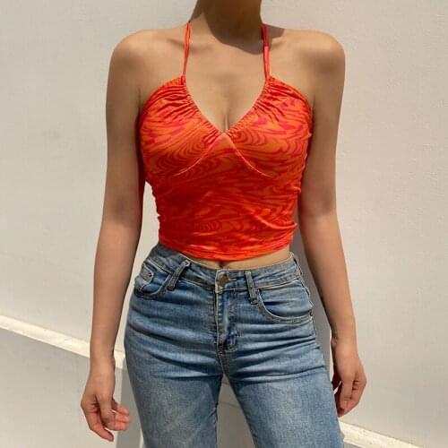 Red Crop Top y2k Ruched Halter Top V Neck Sexy Camis Beach Holiday Sweats Women Vintage Mini Vest Streetwear