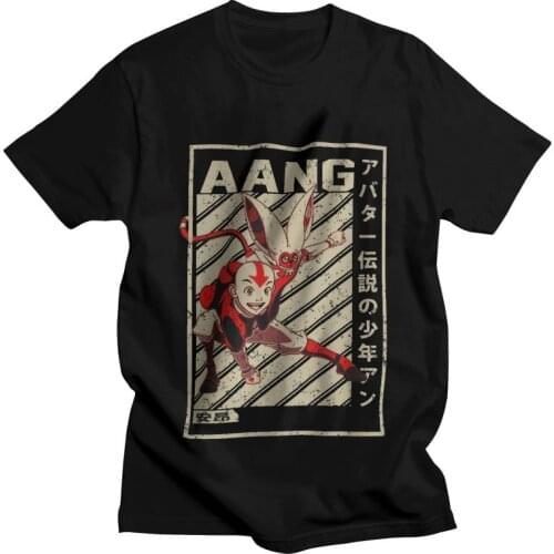 Retro Art Avatar The Last Airbender Aang Harajuku T Shirt Men 100% Cotton Print T-shirts Funny Tshirt Short Sleeve Anime Tees