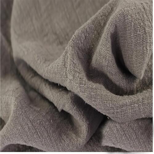Soft Linen Cotton material brown crincle wrinkle tissue scarves dress double layer linen cotton crepe fabric By meter